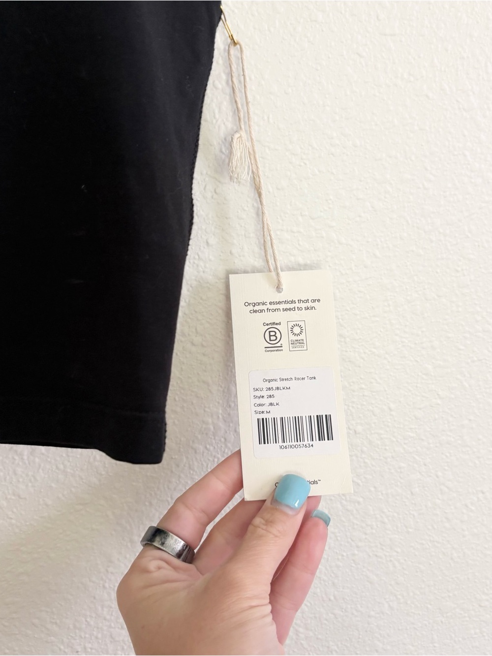 NWT Mate The Label Organic Stretch Racerback Tank Black Size M - Picture 3 of 6